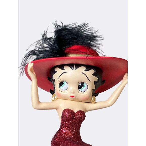 Betty Boop Lady In Red Sitting Fixing Hat Retired Figurine - Picture 3 of 12